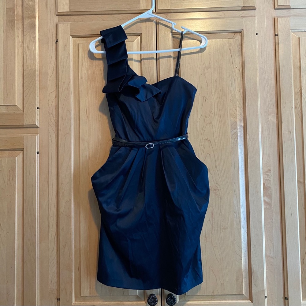 Navy Formal Silk Dress with pockets size 5